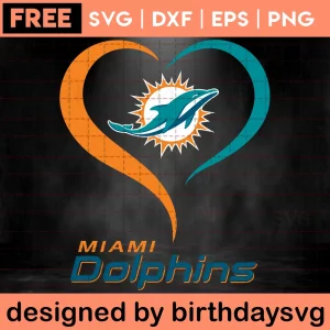 Love Miami Dolphins Svg Free Invert