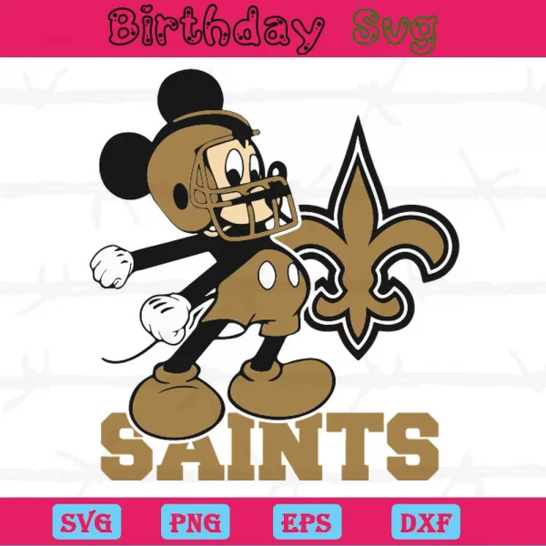 Mickey Mouse Clipart New Orleans Saints Football Team, Vector Files