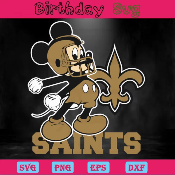Mickey Mouse Clipart New Orleans Saints Football Team, Vector Files Invert