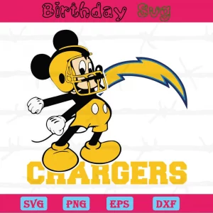 Mickey Mouse Los Angeles Chargers Clipart, Vector Svg