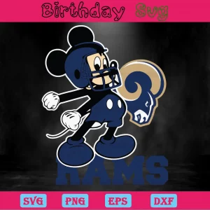 Mickey Mouse Los Angeles Rams Football Team, Svg Clipart Invert
