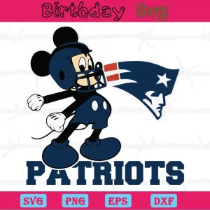 Mickey Mouse New England Patriots Football Clipart, Svg Files
