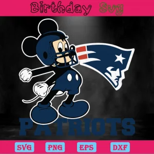 Mickey Mouse New England Patriots Football Clipart, Svg Files Invert