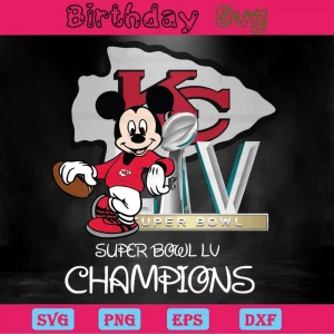 Mickey Mouse Super Bowl Champions Kansas City Chiefs, Vector Svg