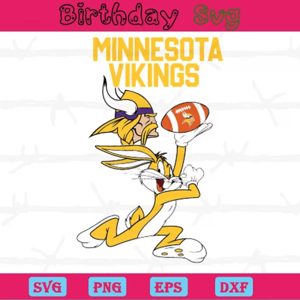 Minnesota Vikings Football Bunny, Svg Png Dxf Eps Designs Download Invert