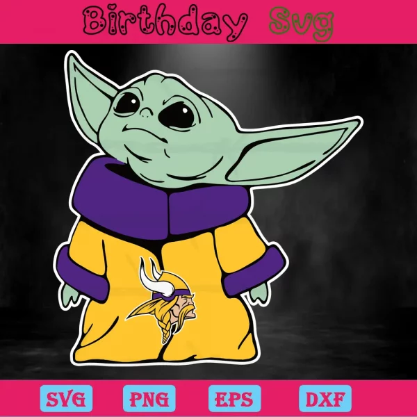 Minnesota Vikings Nfl Baby Yoda, Svg Png Dxf Eps Digital Download Invert