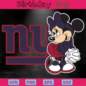 Minnie Mouse New York Giants Logo Clipart, Svg Cut Files Invert
