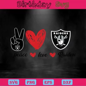 Peace Love Las Vegas Raiders, Svg Files For Crafting And Diy Projects Invert