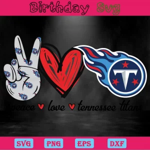 Peace Love Tennessee Titans Logo Clipart, Svg Designs Invert