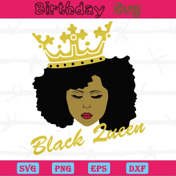Afro Black Queen Clipart, Svg Png Dxf Eps
