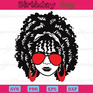 Afro Lady With Glasses, Svg File Formats