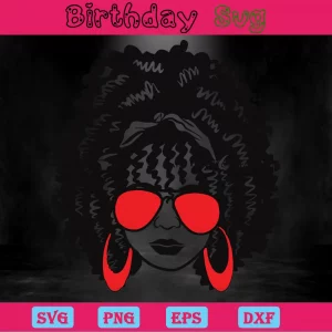 Afro Lady With Glasses, Svg File Formats Invert