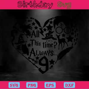 All This Time Always Harry Potter Heart Svg Invert