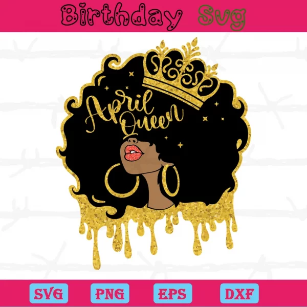 April Queen Afro Silhouette, Svg Png Dxf Eps Digital Download