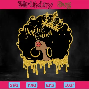 April Queen Afro Silhouette, Svg Png Dxf Eps Digital Download Invert