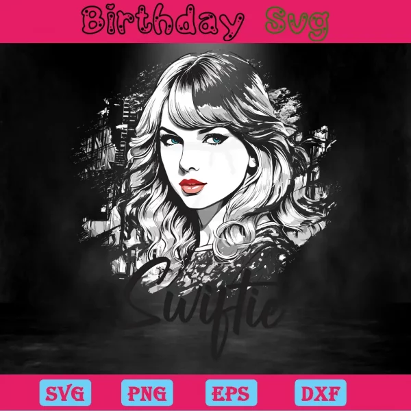 Black And White Taylor Swift Silhouette, Cutting File Svg Invert