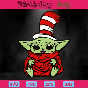 Cute Baby Yoda Dr Seuss Svg Hat Invert