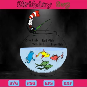 Dr Seuss One Fish Two Fish Clipart, Svg Designs Invert