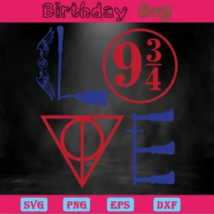 Love 9 3/4 Harry Potter, Svg Files For Crafting And Diy Projects Invert