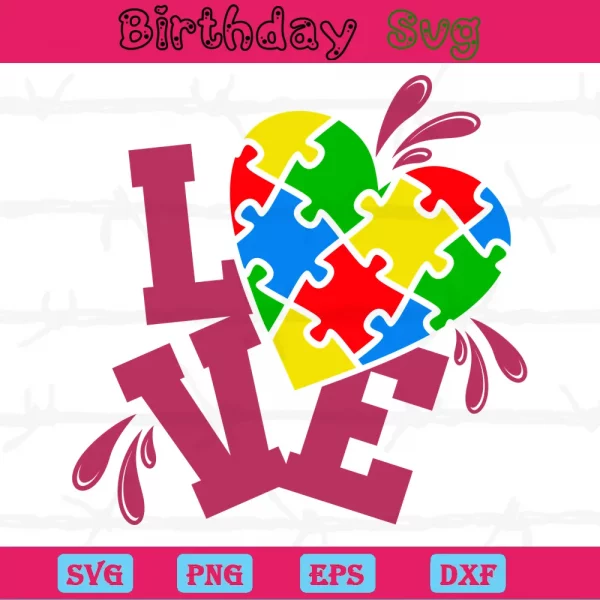 Love Autism Puzzle Png, Graphic Design