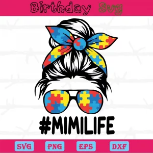 Mimi Life Messy Bun Clipart Autism, Svg Png Dxf Eps