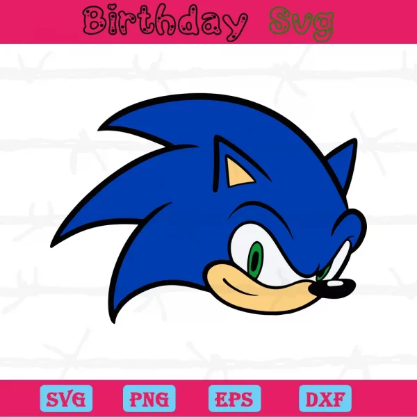 Sonic Head Clipart, Svg Png Dxf Eps Digital Files