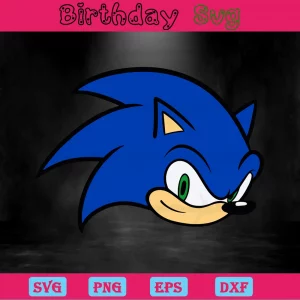 Sonic Head Clipart, Svg Png Dxf Eps Digital Files Invert