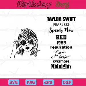 Taylor Swift Clipart Black And White, Svg Png Dxf Eps Cricut