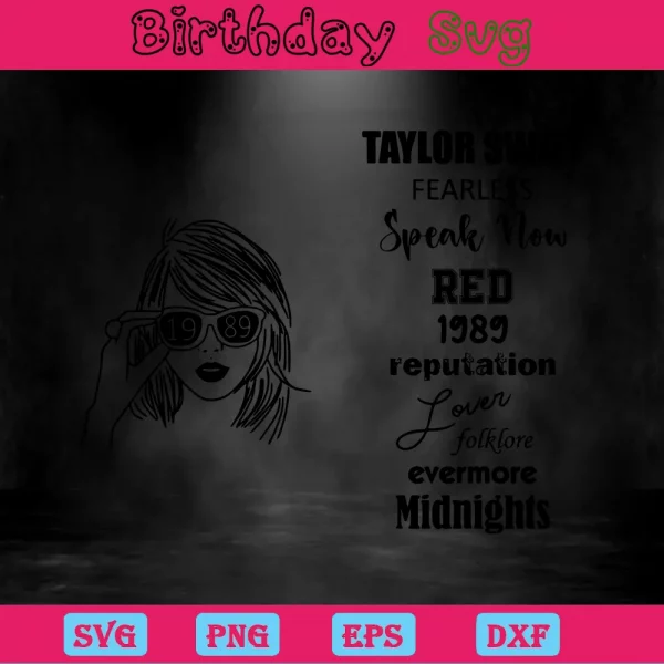 Taylor Swift Clipart Black And White, Svg Png Dxf Eps Cricut Invert